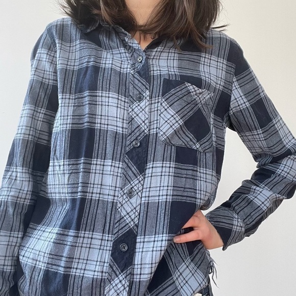 Beach lunch lounge  plaid button down shirt - XS - Picture 1 of 6